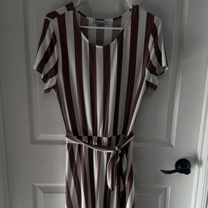 Brown and white striped women's Levaca dress